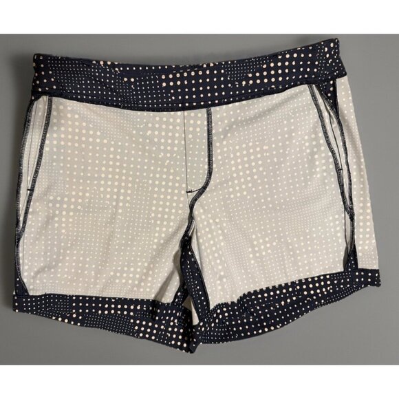 SPANX Women's Large Sunshine Shorts Blue Polka Dot 5.5”Inseam Pull On - Picture 4 of 7